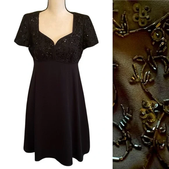 Liz Claiborne | Dresses | Liz Claiborne Night Black Sweetheart Neckline  Sequins Dress Size | Poshmark